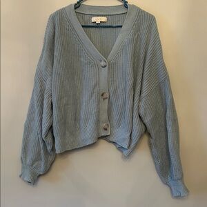 LOFT Blue Cardigan, 100% Cotton, Size XL